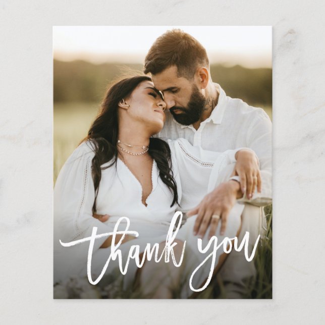 Cartão de Agradecimento de Casamento com Foto e Ro (Frente)