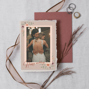 Cartão de agradecimento de casamento com foto e sc