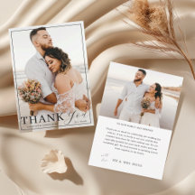 Cartão de Agradecimento de Casamento com Foto Eleg