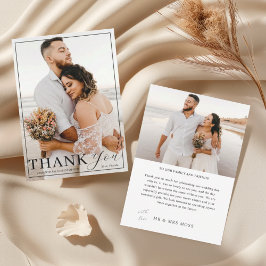 Cartão de Agradecimento de Casamento com Foto Eleg