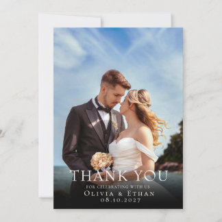 Cartão de Agradecimento de Casamento com Foto Eleg
