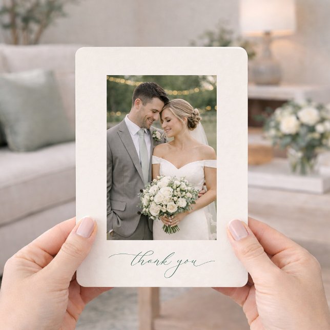 Cartão de Agradecimento de Casamento com Foto em V (Criador carregado)