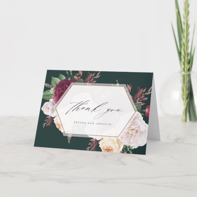 Cartão de agradecimento de casamento com foto flor (Frente)
