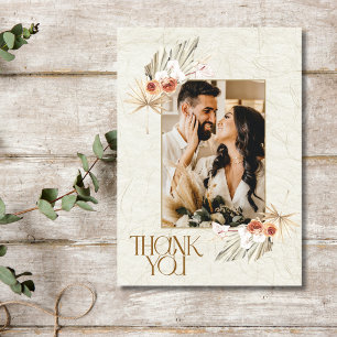 Cartão de Agradecimento de Casamento com Foto Flor