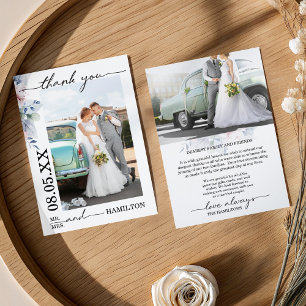 Cartão de Agradecimento de Casamento com Foto Flor