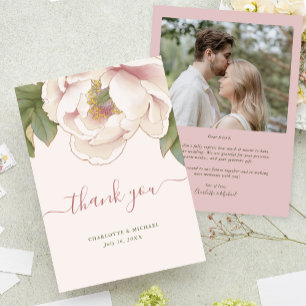 Cartão de Agradecimento de Casamento com Foto Flor