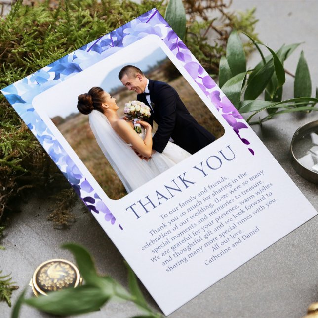 Cartão de Agradecimento de Casamento com Foto Flor (Criador carregado)