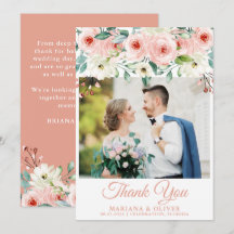 Cartão de Agradecimento de Casamento com Foto Flor