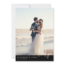 Cartão de agradecimento de casamento com foto mini