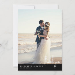 Cartão de agradecimento de casamento com foto mini