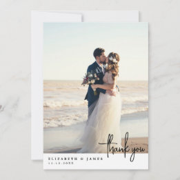 Cartão de Agradecimento de Casamento com Foto Mini