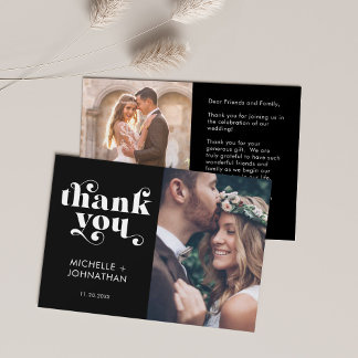 Cartão de Agradecimento de Casamento com Foto Mini