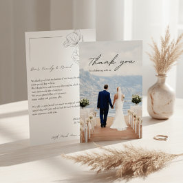 Cartão de Agradecimento de Casamento com Foto Mini