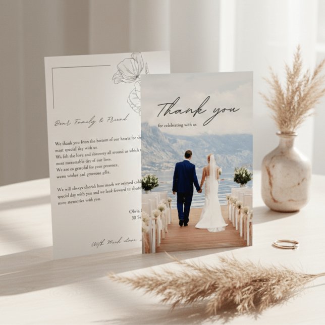 Cartão de Agradecimento de Casamento com Foto Mini (Criador carregado)