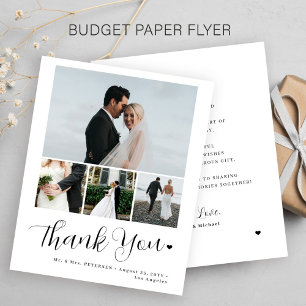 Cartão de agradecimento de casamento com foto mini