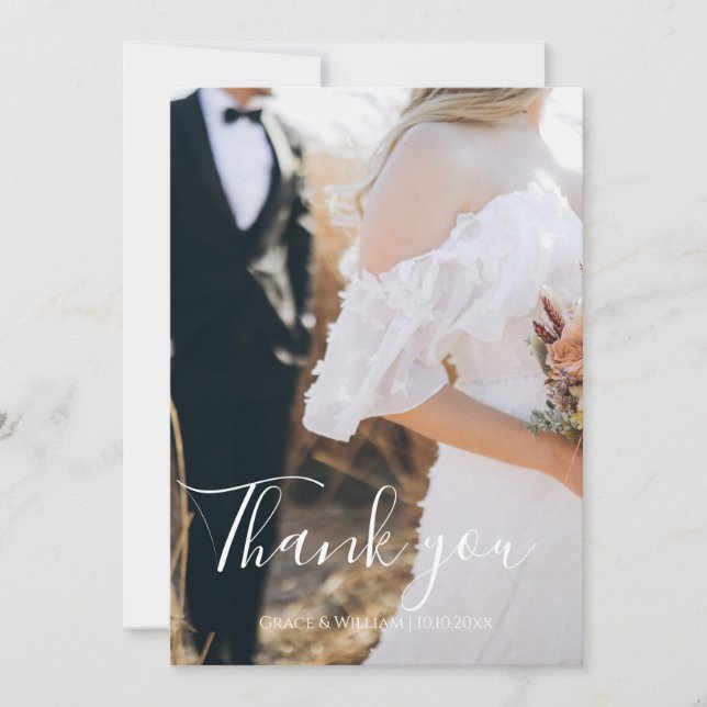 Cartão de Agradecimento de Casamento com Foto Mini (Frente)