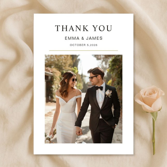 Cartão de Agradecimento de Casamento com Foto Mode (Criador carregado)