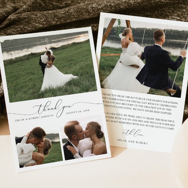 Cartão de Agradecimento de Casamento com Foto Mode (Criador carregado)