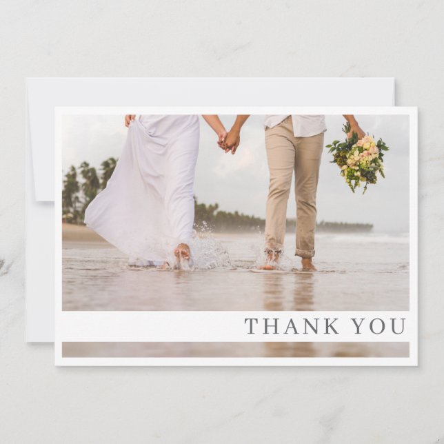 Cartão de Agradecimento de Casamento com Foto Mode (Frente)