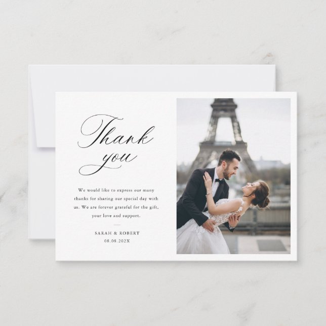cartão de agradecimento de casamento com foto mode (Frente)