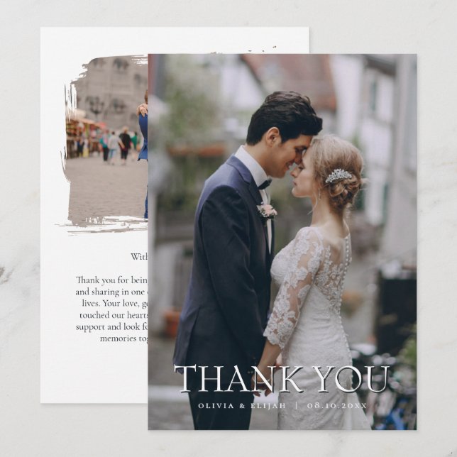 Cartão de Agradecimento de Casamento com Foto Pers (Frente/Verso)