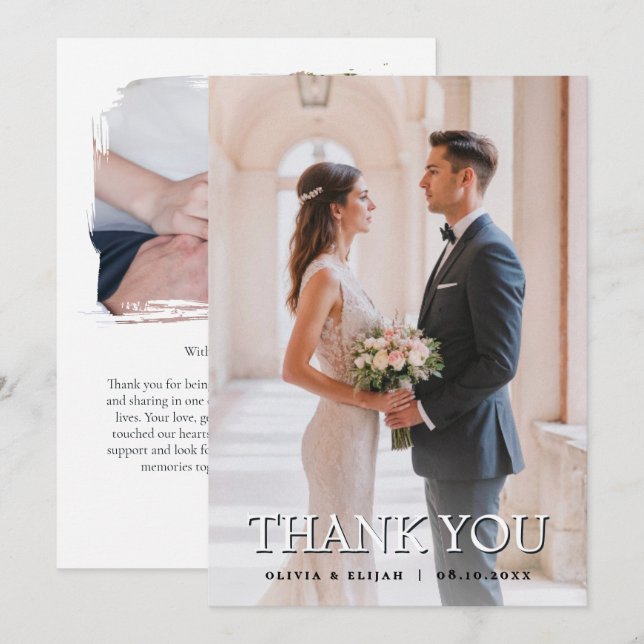 Cartão de Agradecimento de Casamento com Foto Pers (Frente/Verso)