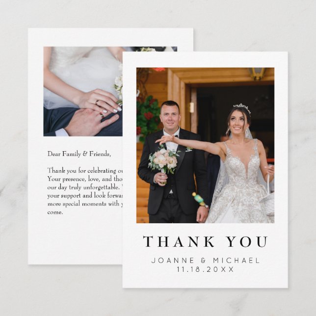 Cartão de Agradecimento de Casamento com Foto Pers (Frente/Verso)