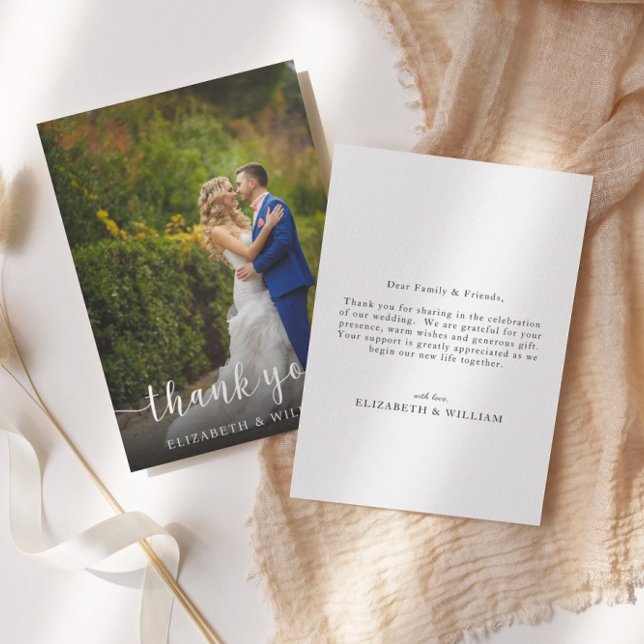 Cartão de Agradecimento de Casamento com Foto Pers (Criador carregado)