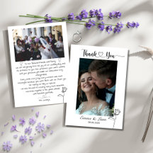 Cartão de Agradecimento de Casamento com Foto Pers