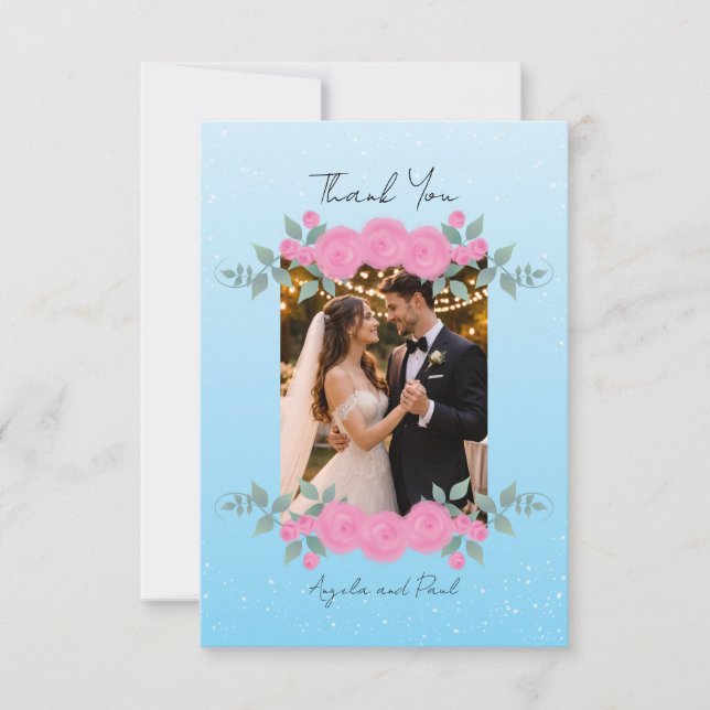 Cartão de Agradecimento de Casamento com Foto Pers (Frente)