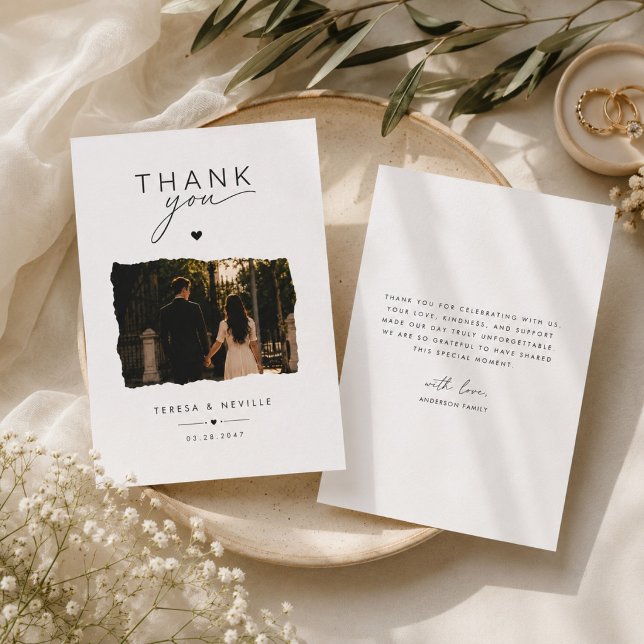 Cartão de Agradecimento de Casamento com Foto Rasg (Criador carregado)
