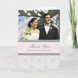 Cartão de Agradecimento de Casamento com Foto Rosa