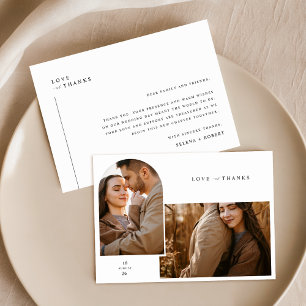 Cartão de Agradecimento de Casamento com Foto Rúst