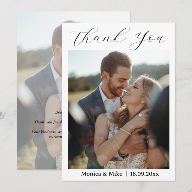 Cartão de Agradecimento de Casamento com Foto Simp (Frente/Verso)