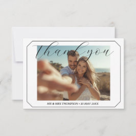 Cartão de agradecimento de casamento com foto simp