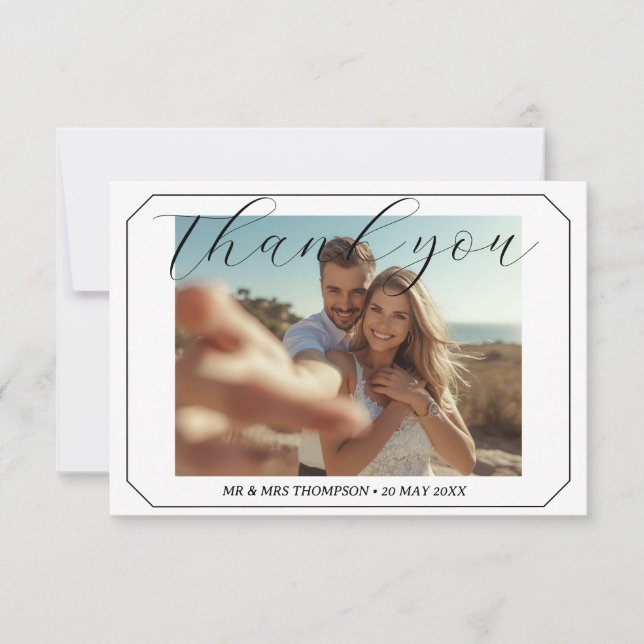 Cartão de agradecimento de casamento com foto simp (Frente)