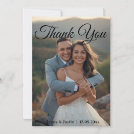 Cartão de Agradecimento de Casamento com Foto Simp