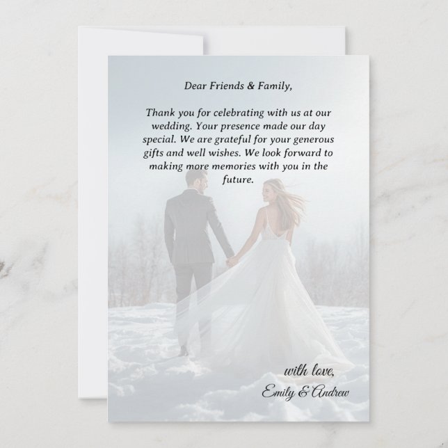 Cartão de Agradecimento de Casamento com Foto Simp (Verso)