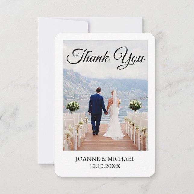 Cartão de Agradecimento de Casamento com Foto Simp (Frente)