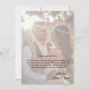Cartão de Agradecimento de Casamento com Foto Simp