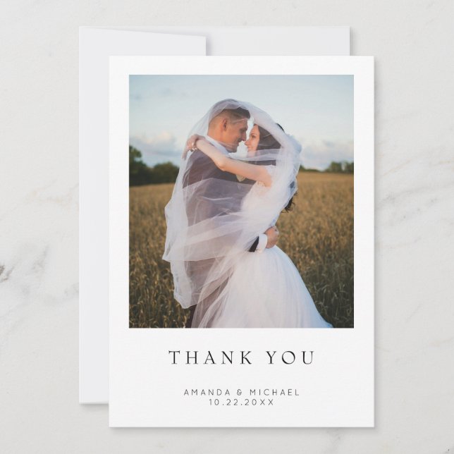 Cartão de Agradecimento de Casamento com Foto Simp (Frente)