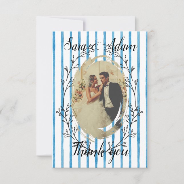 Cartão de Agradecimento de Casamento com Foto Simp (Frente)