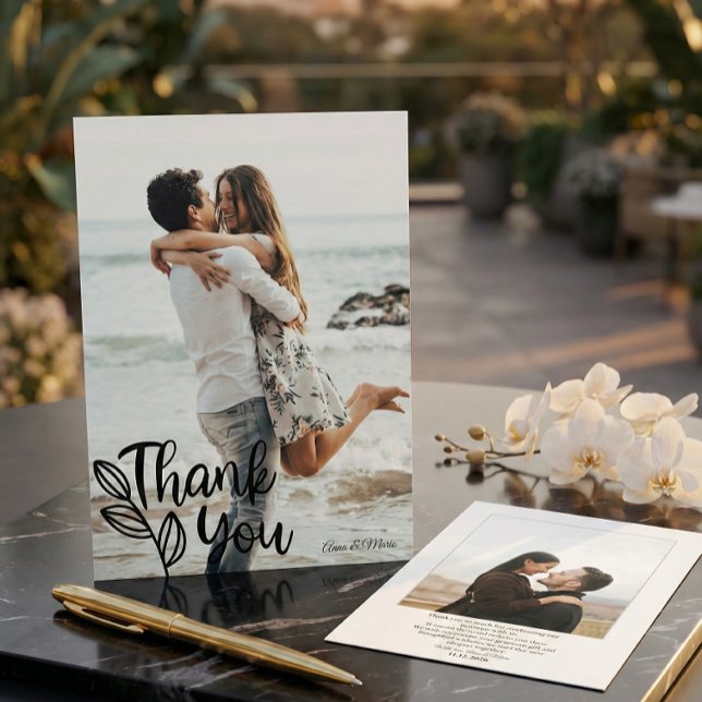 Cartão de Agradecimento de Casamento com Foto Simp (Criador carregado)