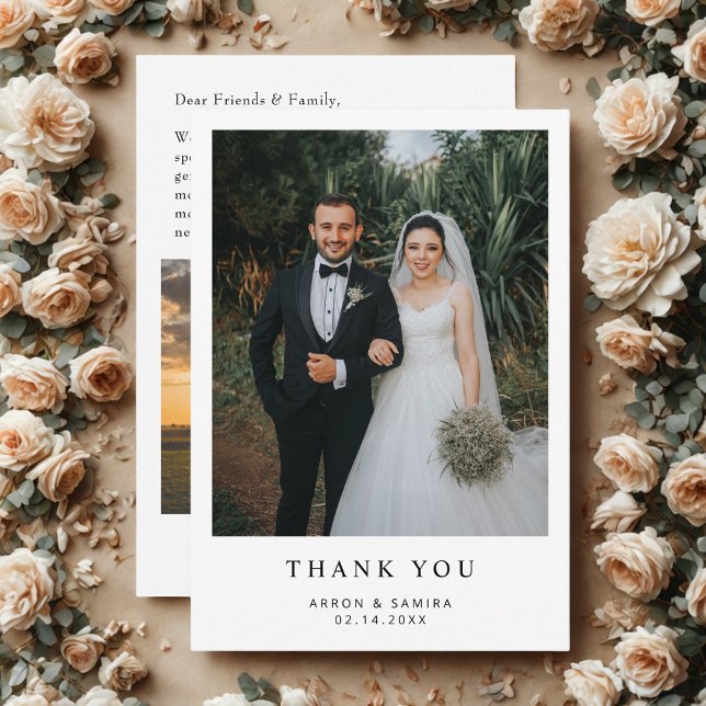 Cartão de Agradecimento de Casamento com Foto Simp (Criador carregado)