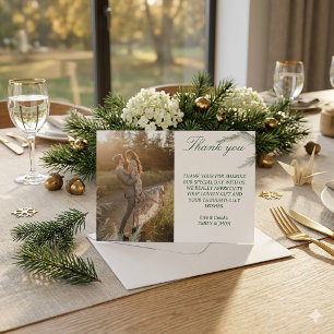 Cartão de agradecimento de casamento com foto simp