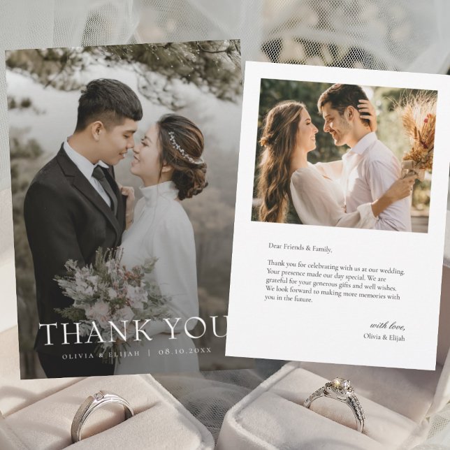 Cartão de Agradecimento de Casamento com Foto Simp (Criador carregado)