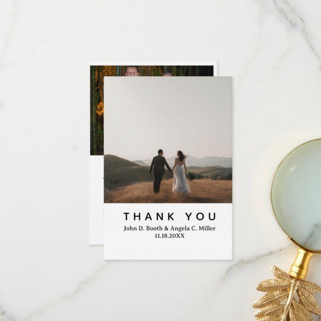 Cartão de Agradecimento de Casamento com Foto Simp (Frente/Verso In Situ)