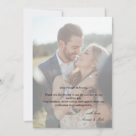 Cartão de Agradecimento de Casamento com Foto Simp