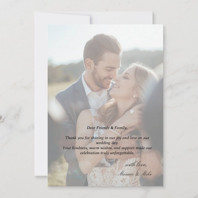 Cartão de Agradecimento de Casamento com Foto Simp (Verso)