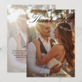 Cartão de Agradecimento de Casamento com Foto Simp